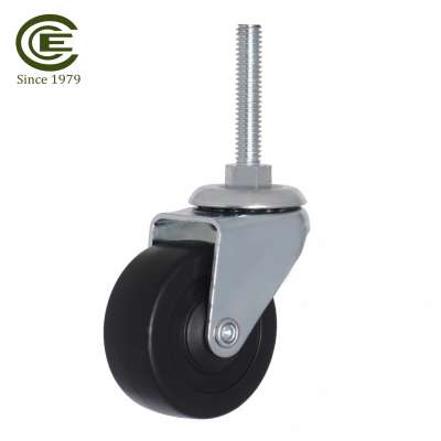 50mm Dia Caster Black Furniture Rubber Wheel With 5/16 Inch Threaded Casters