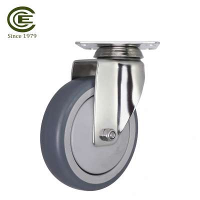 5 Inch Stainless Dolly Rubber Trolley Caster Swivel Wheels Heavy Duty